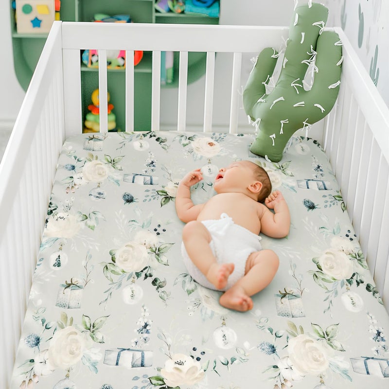 GRSSDER Ultra Soft Jersey Knit Fitted Crib Sheets Set 2 Pack, Breathable Stretchy Material with Deep Pocket, Universal Fit All Standard Crib Mattress Pads Safe and Snug for Boys and Girls - Image 5